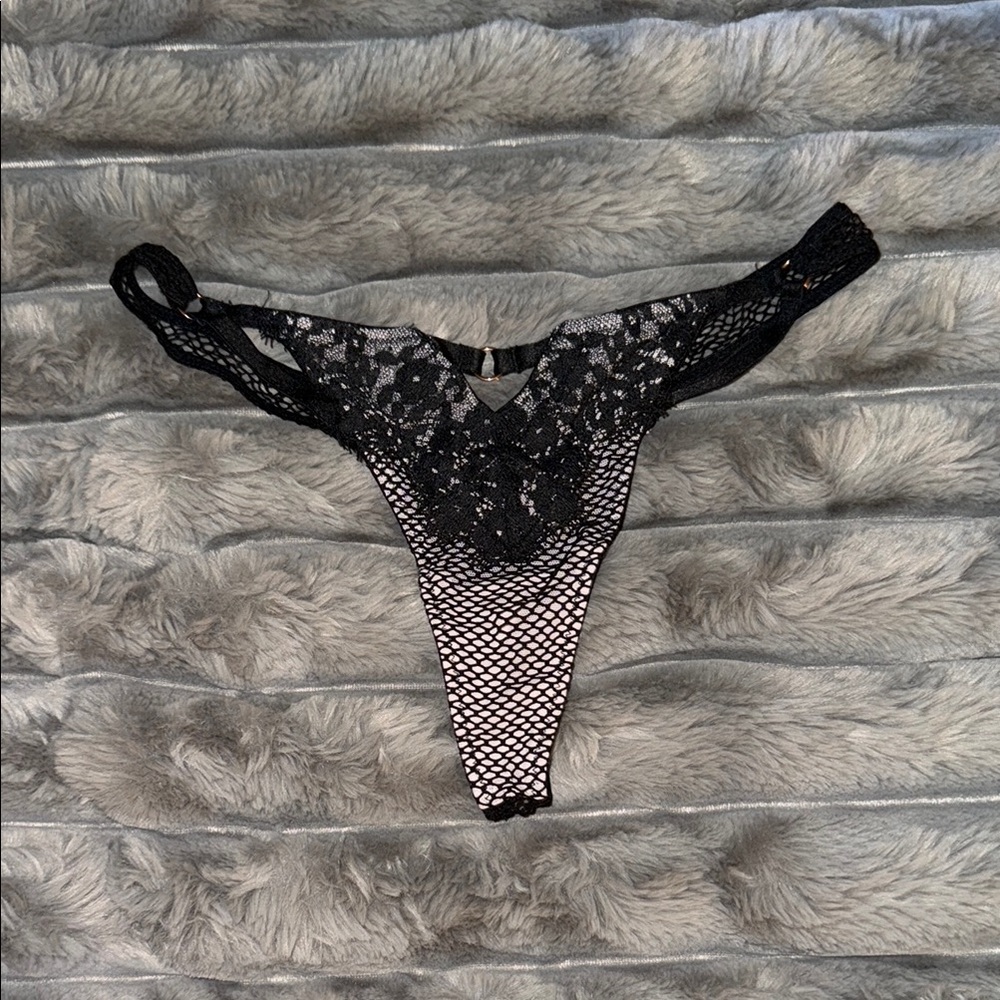Elegant Black Lace Thong